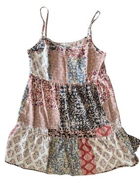 Altar'd State Patchwork Mini Dress - Cream, Pink, Blue, Black